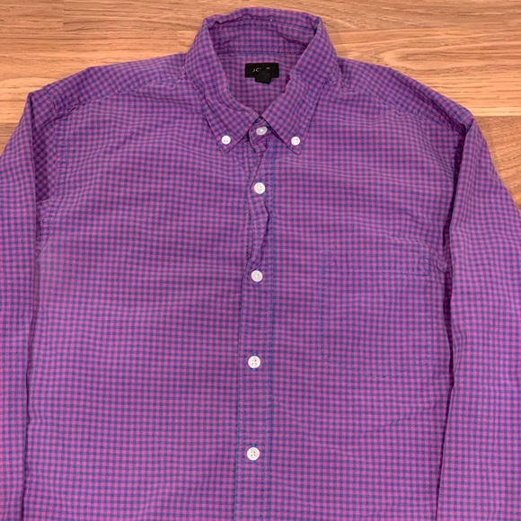 J. Crew Purple Plaid Long Sleeve Dress Shirt Sz M - Picture 3 of 5